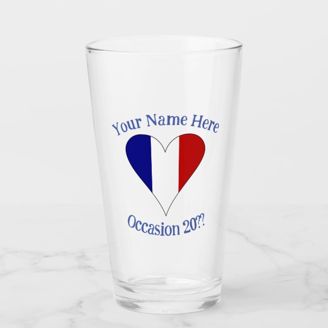 Corazón de Bandera Francesa Azul Personalizado (Anverso)