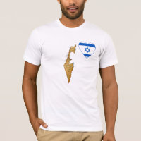 Corazón de bandera israelí y camiseta de mapa