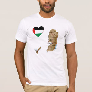 Corazón de bandera palestina y camiseta de mapa
