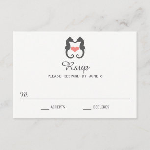 Corazón de caballito de mar - Tarjeta RSVP