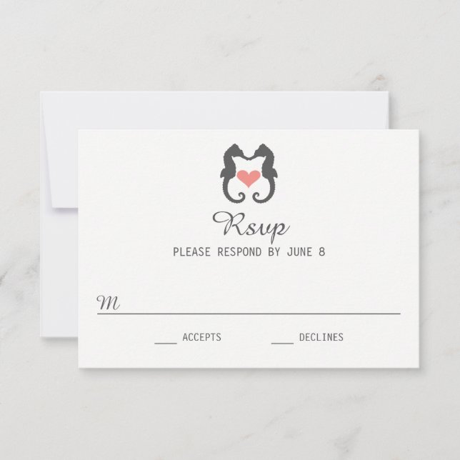 Corazón de caballito de mar - Tarjeta RSVP (Anverso)