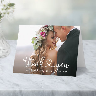 Corazón de Caligrafía Moderna Nota de Boda Doblada
