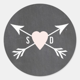 Corazón de cartón + pegatinas de boda de flecha