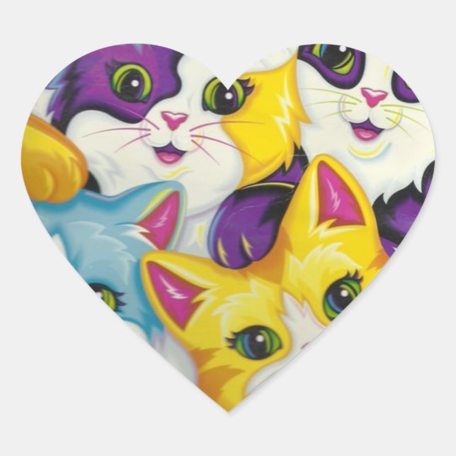 Corazón de Chicas Pegatinas de gato Personalizado  (Anverso)