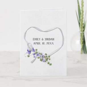 Corazón de cinta boda con tarjeta de Bouquet de ma