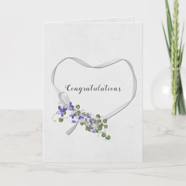 Corazón de cinta boda con tarjeta de Bouquet de ma (Anverso)