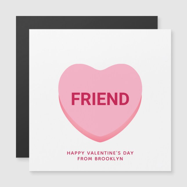 Corazón de conversación rosa amigo, tarjeta de San (Anverso/Reverso)