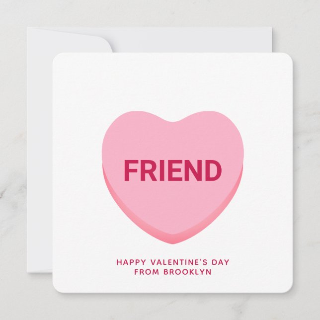 Corazón de conversación rosa amigo, tarjeta de San (Anverso)