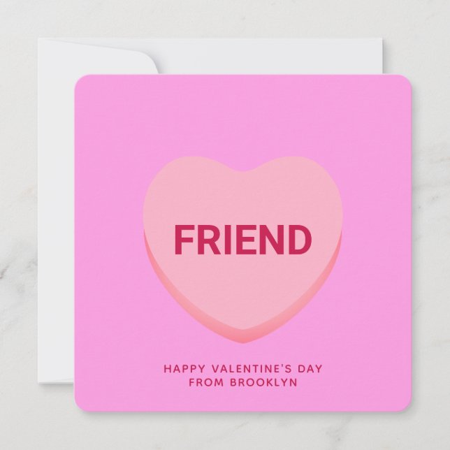 Corazón de conversación rosa amigo, tarjeta de San (Anverso)