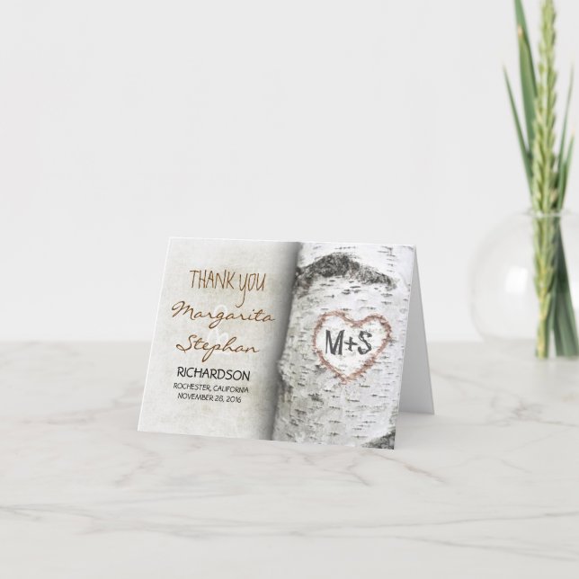 Corazón de corteza de abedul - Agradecimiento de b (Anverso)