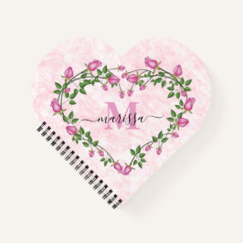 Corazón de cuaderno floral rosa