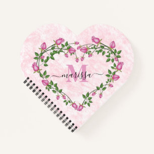 Corazón de cuaderno floral rosa