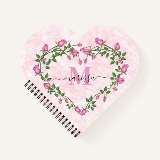 Corazón de cuaderno floral rosa (Anverso)