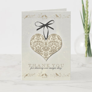 Corazón de Damasco Antiguo Agradecimiento de Boda 