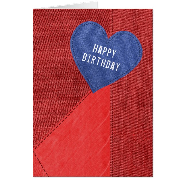 Corazón de Denim Azul cumpleaños (Frente)