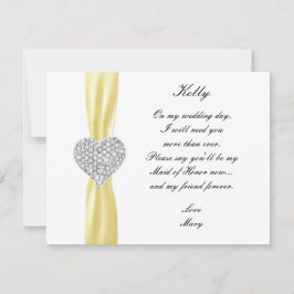 Corazón de Diamante Amarillo Tarjeta de Dama de Ho