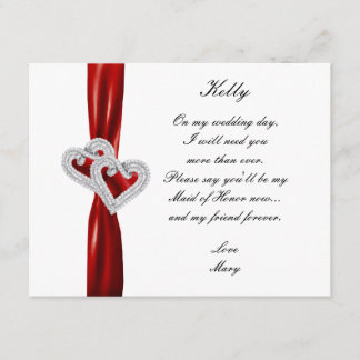 Corazón de Diamante Boda Roja Tarjeta de Dama de H