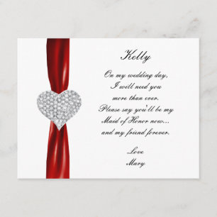 Corazón de Diamante Boda Roja Tarjeta de Dama de H