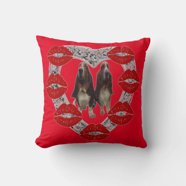 Corazón de diamante de almohada con activos y beso (Anverso)