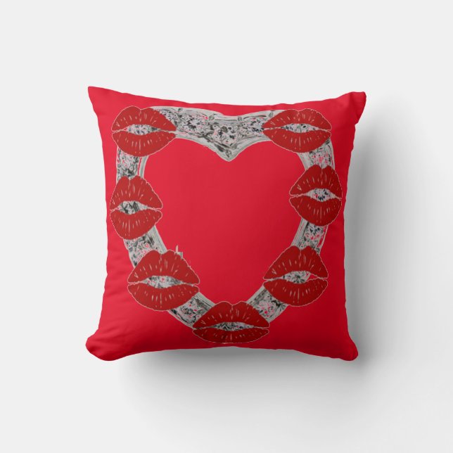 Corazón de diamante de almohada con besos (Anverso)