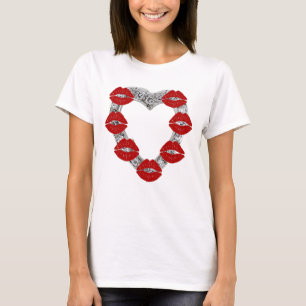 Corazón de diamante de camiseta con besos