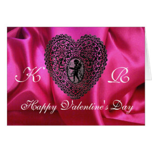 CORAZÓN DE ENCAJE DE CUPIDO SED DE FUCHSIA, Rosa N