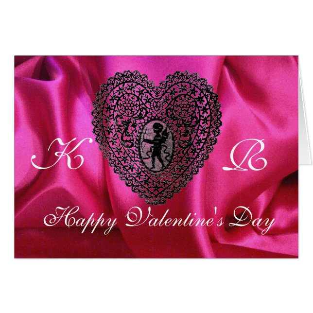 CORAZÓN DE ENCAJE DE CUPIDO SED DE FUCHSIA, Rosa N (Anverso (Horizontal))
