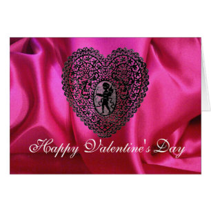 CORAZÓN DE ENCAJE DE CUPIDO SED DE FUCHSIA, Rosa N
