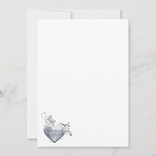 Corazón de filigrana de plata y rosas blancas (Anverso)