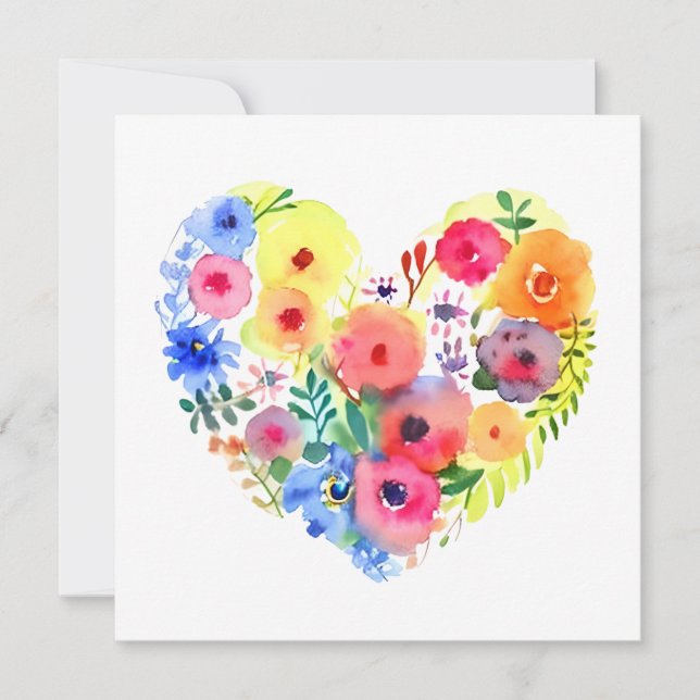Corazón de flores acuarela (Anverso)