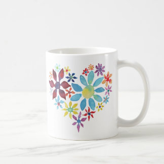 Corazón de flores café taza