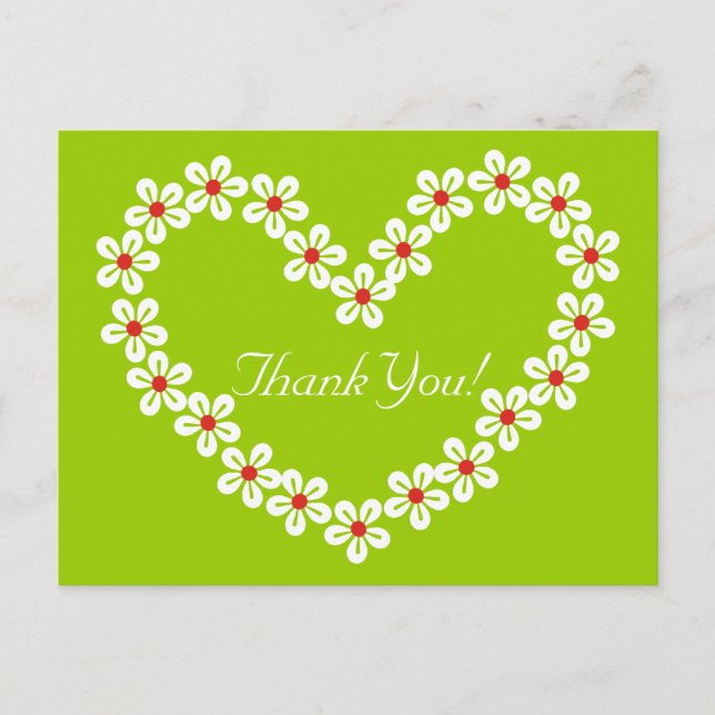 Corazón de Flores Gracias Postales (Anverso)