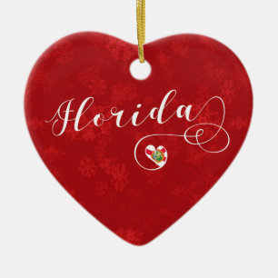 Corazón de Florida, ornamento de árbol de Navidad,