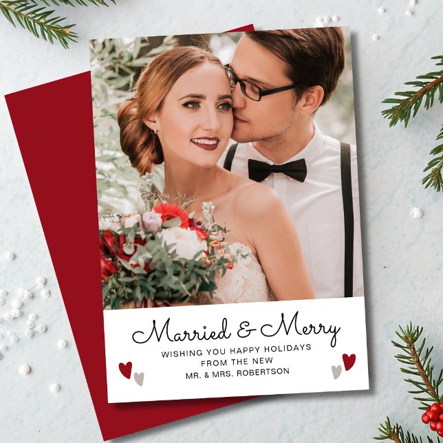 Corazón de fotos de Boda navideño casado y morado (Subido por el creador)