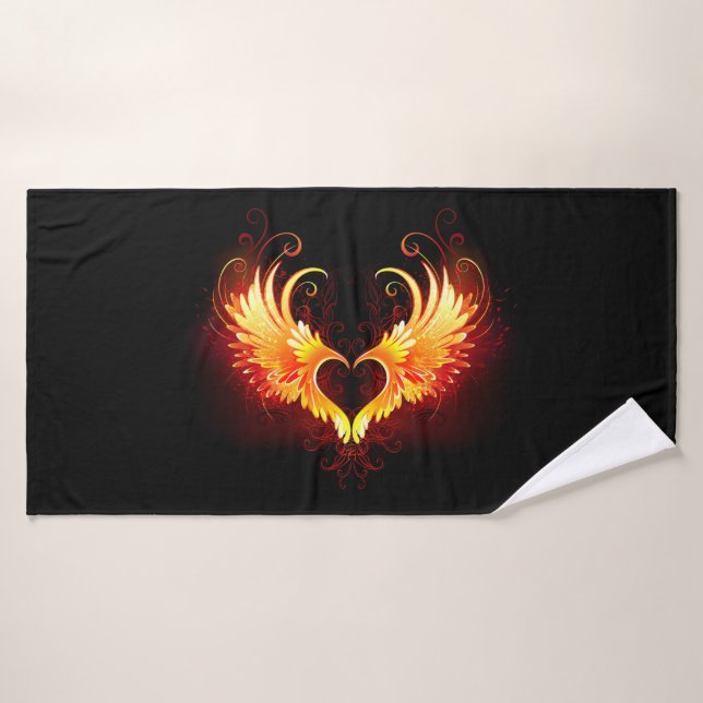 Corazón de Fuego Ángel con Alas (Toalla de baño)