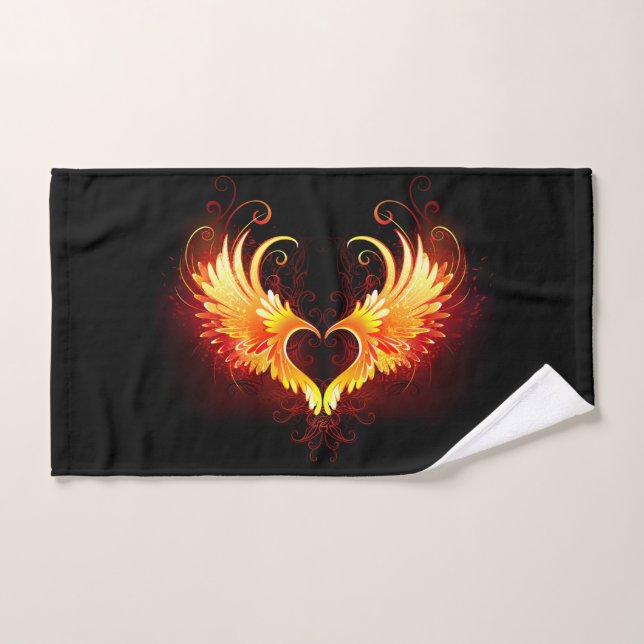 Corazón de Fuego Ángel con Alas (Toalla de mano)