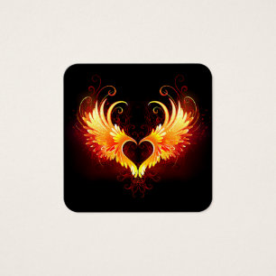 Corazón de fuego angélico con alas