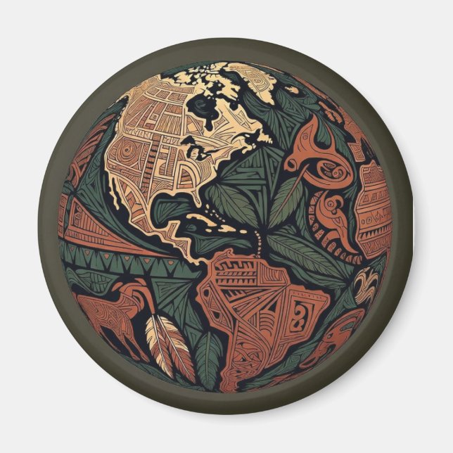 Corazón de Gaia - Imán para coche Tribal Earth (Frente)