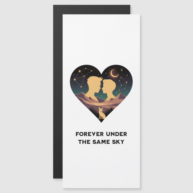 Corazón de historia de amor cósmico con amantes y  (Anverso/Reverso)