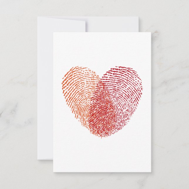Corazón de huellas digitales, invitación a la boda (Anverso)