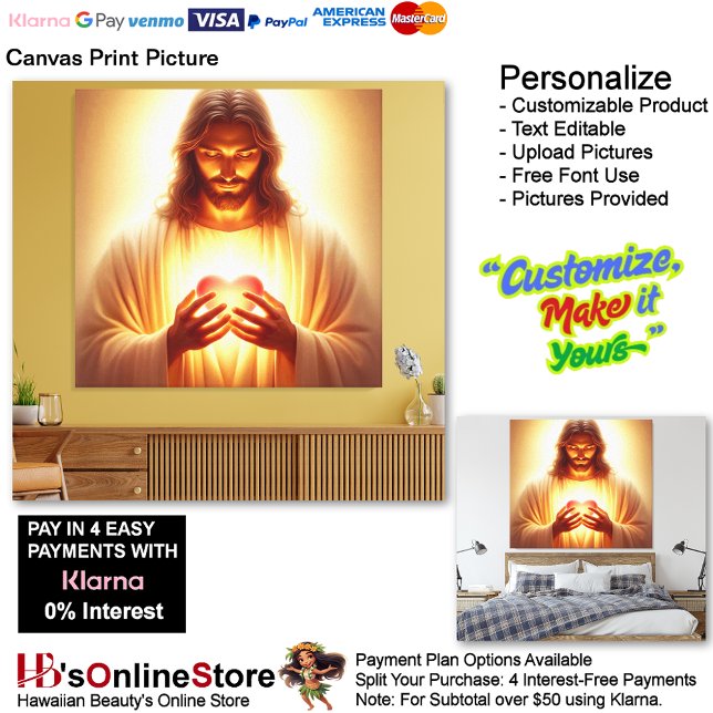 Corazón de Jesús en mis manos lienzo Imagen 2 (Jesus Heart in My Hands Light Canvas Print Picture 2.)