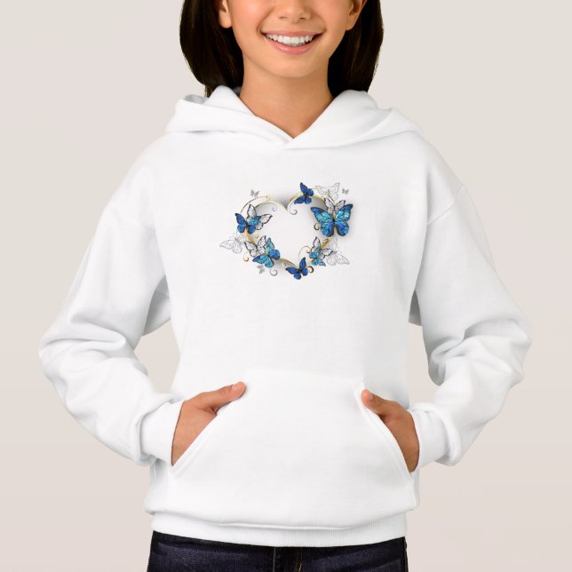 Corazón de joyas con mariposas Morfo (Anverso)