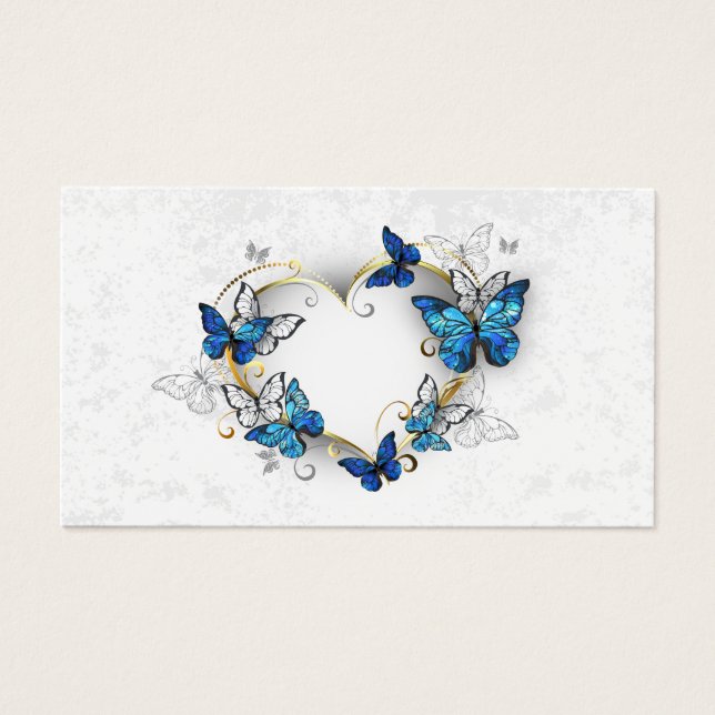 Corazón de joyas con mariposas Morfo (Frente)