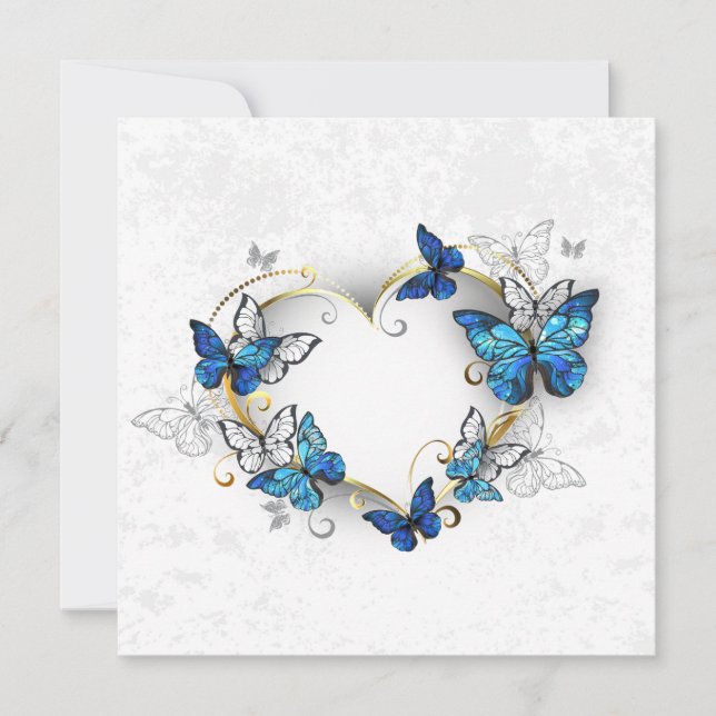 Corazón de joyas con mariposas Morfo (Anverso)