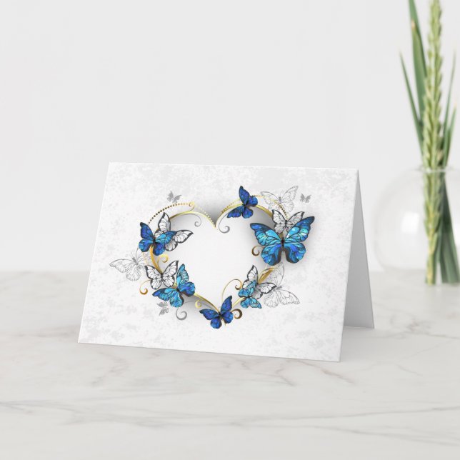 Corazón de joyas con mariposas Morfo (Anverso)