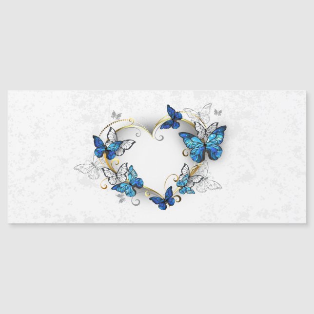 Corazón de joyas con mariposas Morfo (Anverso)