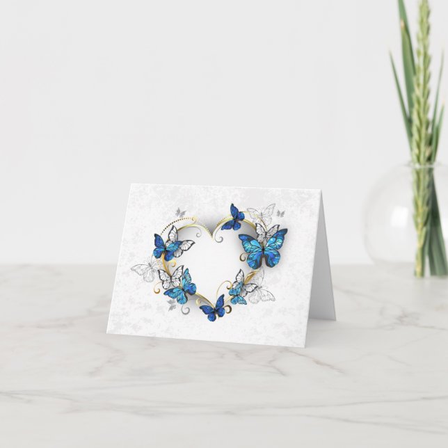 Corazón de joyas con mariposas Morfo (Anverso)
