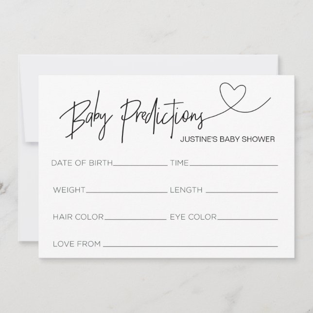Corazón de juego de la tarjeta Baby Shower Predict (Anverso)