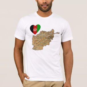 Corazón de la bandera de Afganistán y camiseta d