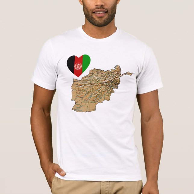 Corazón de la bandera de Afganistán y camiseta del (Anverso)